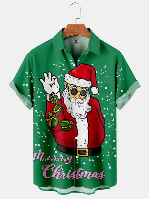 Men's Christmas Funny Graphic Short Sleeve Hawaiian Shirt